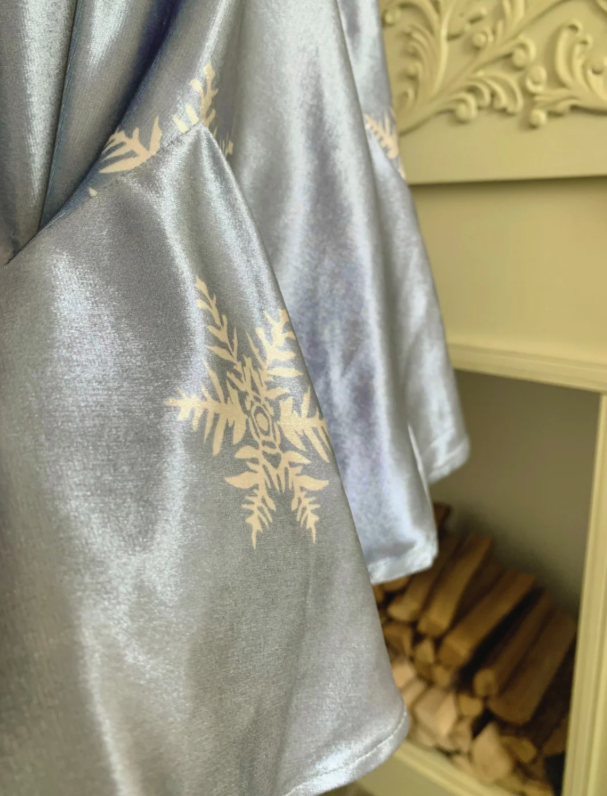 Elegant Dusty Blue V Neck Sheath Homecoming Dress With White Snowflake Print AS526