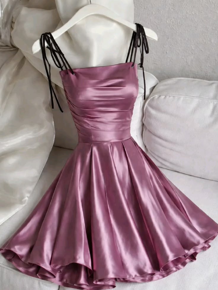 Elegant Dusty Rose Spaghetti Straps A Line Short Homecoming Dress Dress AS540