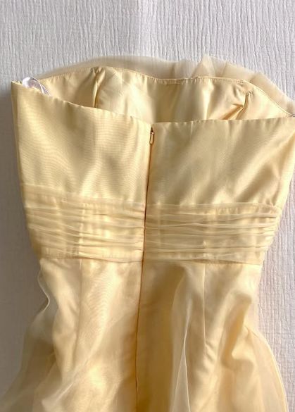 Whimsical Light Yellow Strapless Organza Short A Line Homecoming Dress AS750