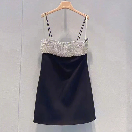 Glamorous Silver Beaded Spaghetti Straps White Satin A-Line Homecoming Mini Dress AS760