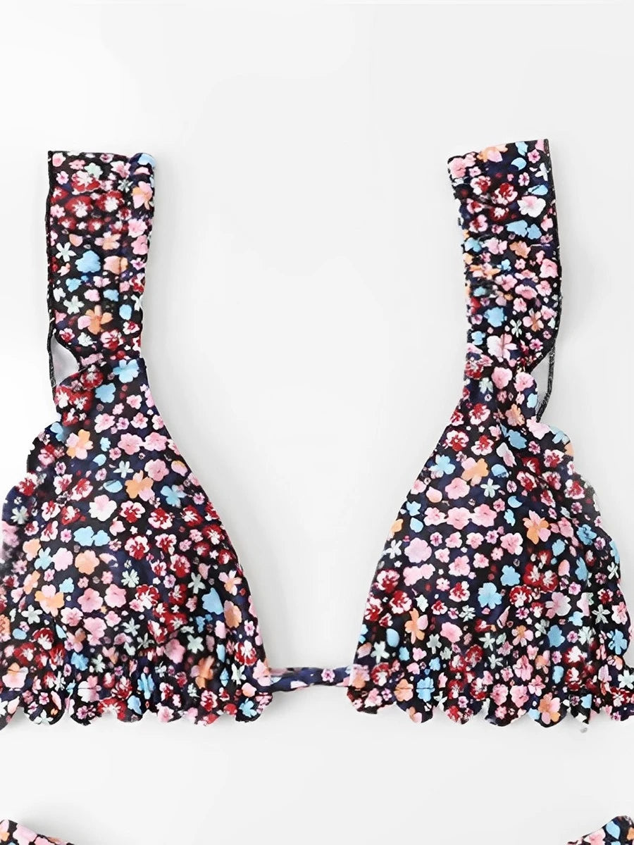 Floral Ruffle Trim Bikini Set Womens Swimwear Two-piece AP000135