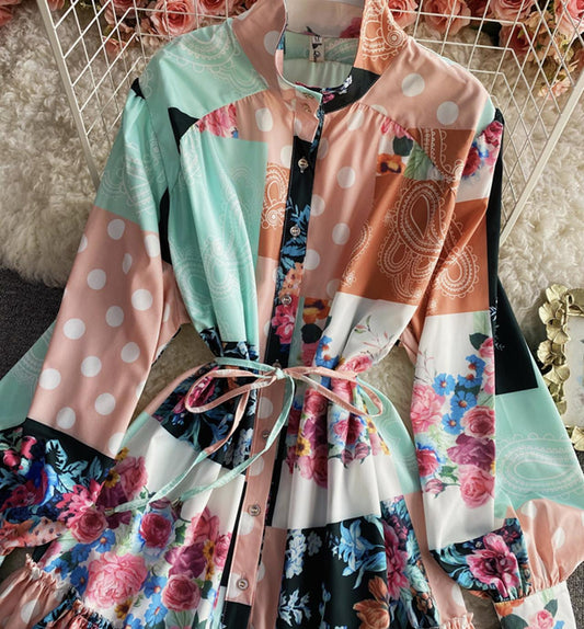 Stylish A Line Dress Long Sleeve Dress AP00066