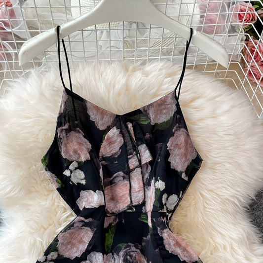 Split Flower Dress , Temperament,vintage, Sexy Halter Dress AP00064