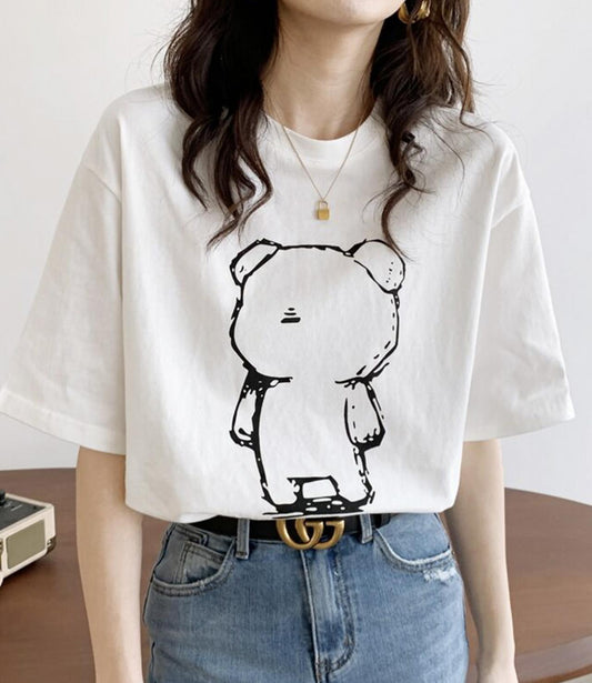 Cute Bear Round Neck Short Sleeve T-shirt AP00098