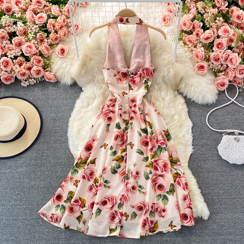 Cute Floral Short A Line Dress Fashion Dress AP00073