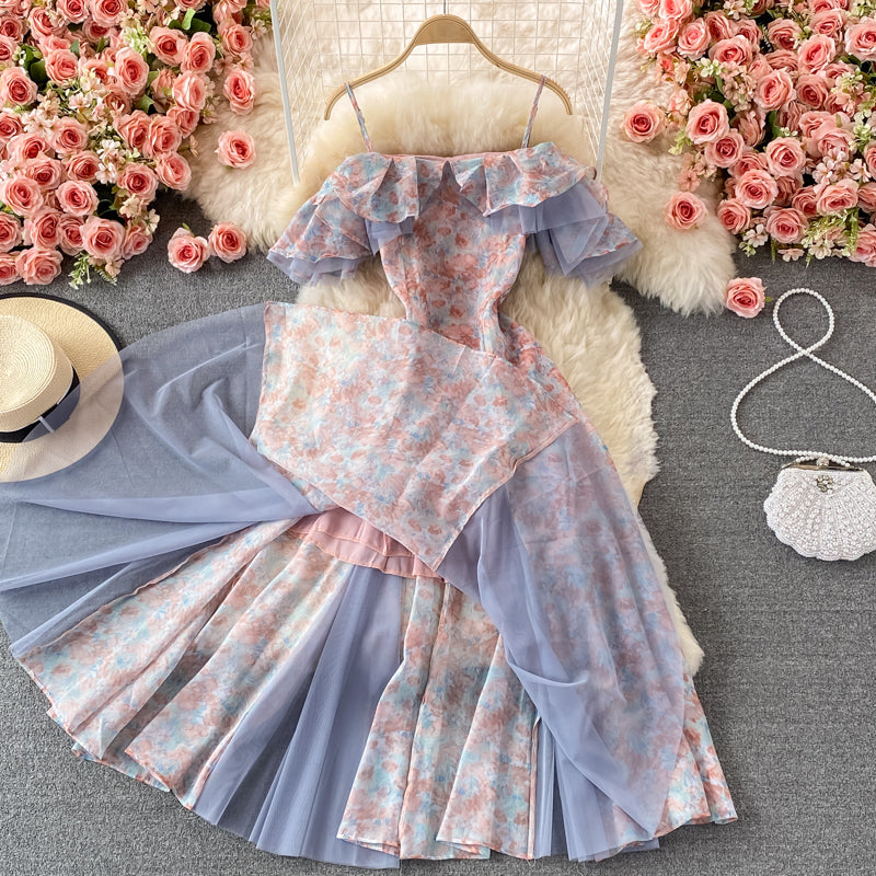 New Style Cute A Line V Neck Floral Dress AP00077