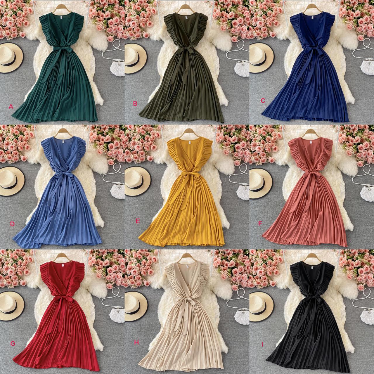 Simple V-neck Chiffon Short Dress Fashion Dress AP0002