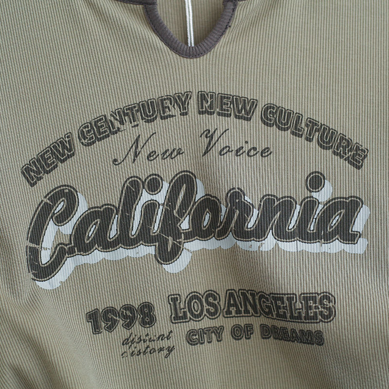 Drawstring Y2k T Shirt Women Letter Crop Top Americal Retro Short Sleeve Tees Korean Graphic Slim Summer T-shirt AP00029