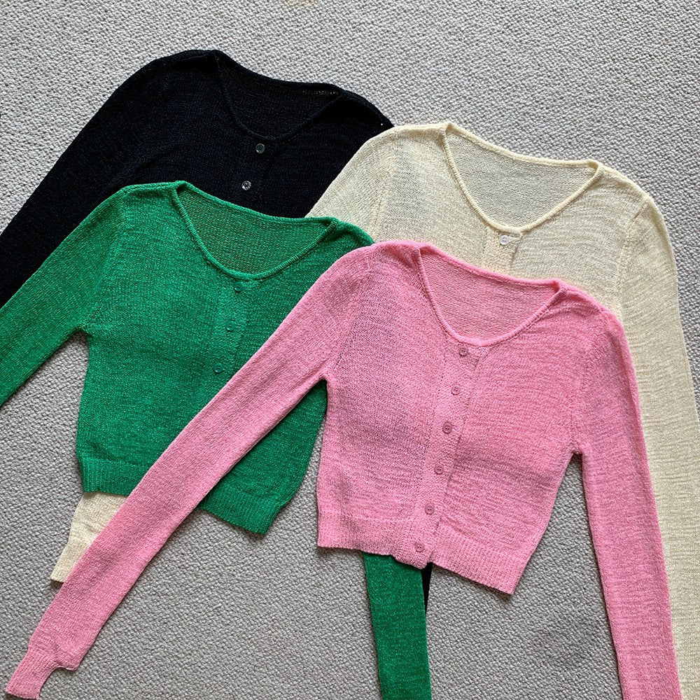 Knitted Blouse, Short, Slim Long-sleeved Versatile Top AP00025