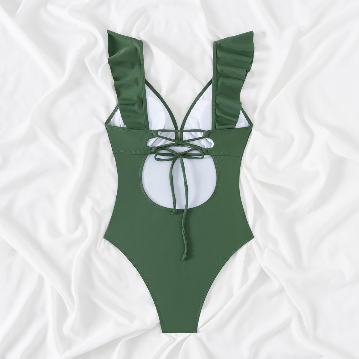 Retro Printed One Piece Swimsuit For Women With Sexy Fly Edge Deep V-shaped One-piece Summer Swimsuit AP00055