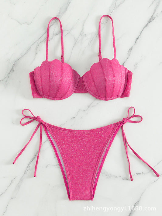 Cute Shining Roses Two Pieces Bikinis Shell Bikini AP000140