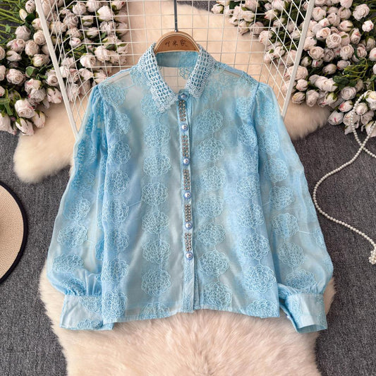 Long Sleeved Cardigan Jacquard Embroidered Shirt AP000164