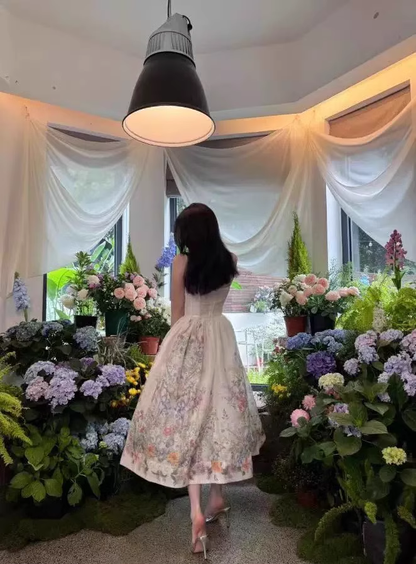 New Floral Design Simple Elegant Casual Spaghetti Strap Dress  AP0265