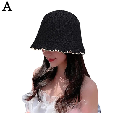 Handmade Black Crochet Bucket Hat For Women AP00234