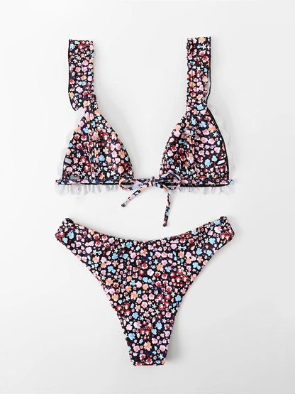 Floral Ruffle Trim Bikini Set Womens Swimwear Two-piece AP000135