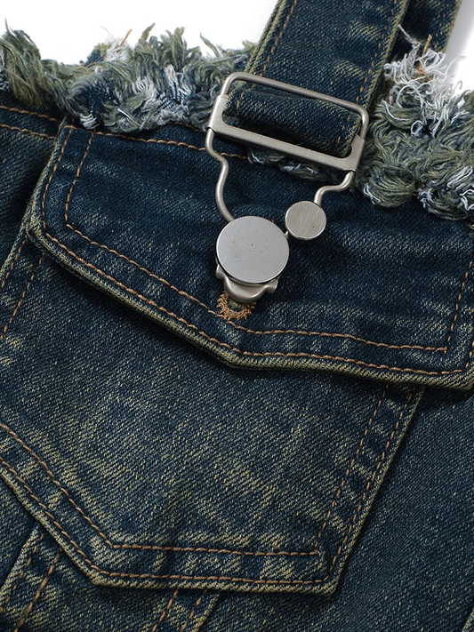 Fashion Adjustable Denim Overalls Dress With Pockets AP00213
