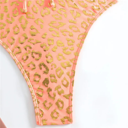 New Fashion Women Tropical Print High-waist Bikini Swimwear Set AP000126