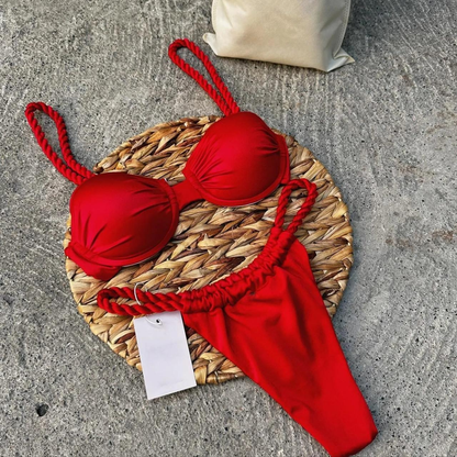 Women Two-tone Bikini Set With Matching Scrunchie AP000143