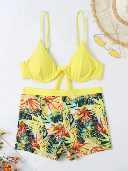 Women Tropical Print High Waist Bikini Swimwear Set AP000128