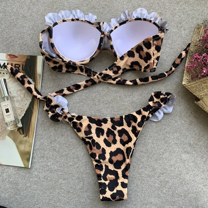 Chic Leopard Print Two-piece Bikini Swimwear Set AP000150