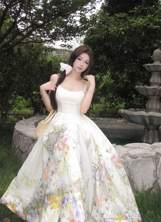 New Floral Design Simple Elegant Casual Spaghetti Strap Dress  AP0265