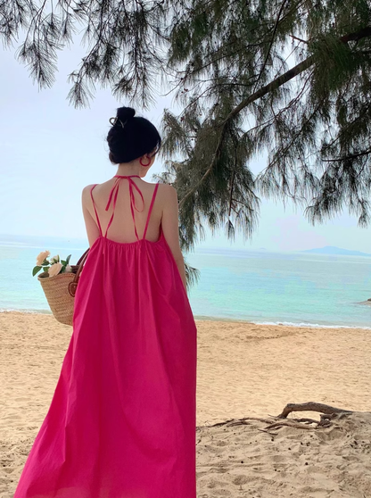New Fashion Rose Pink Sleeveless Beach Halter Dress  AP0247