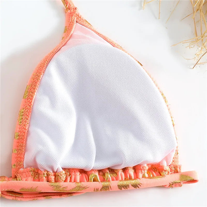 New Fashion Women Tropical Print High-waist Bikini Swimwear Set AP000126