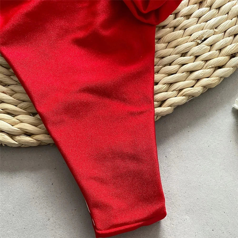 Women White Ruched Two-piece Swimsuit With Knot Detail AP000146