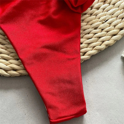 Women White Ruched Two-piece Swimsuit With Knot Detail AP000146