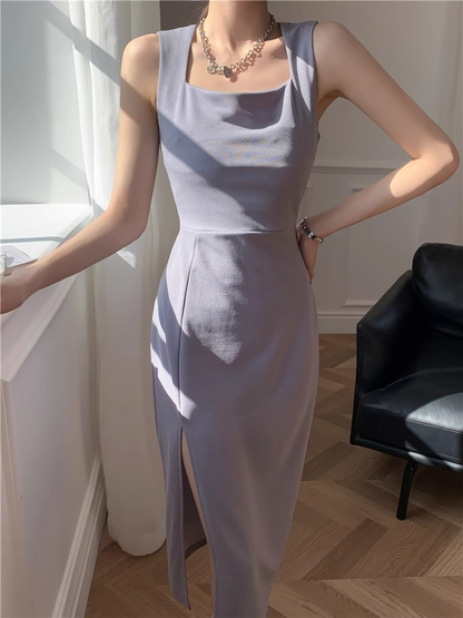 New Stylish Design Elegant Split Spaghetti Strap Dress  AP0262