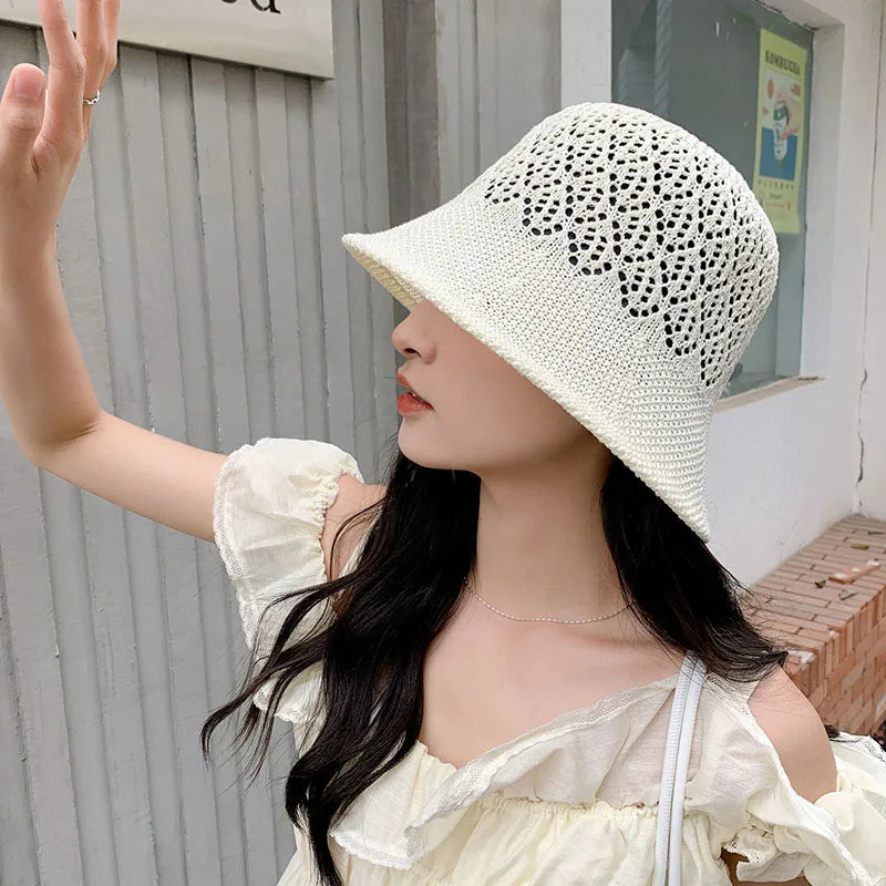 Chic Black Crochet Bucket Hat For Women AP00231