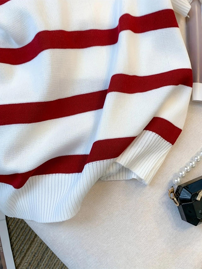 Fashion New Striped Short Sleeve Polo Collar Knit Shirt AP000184