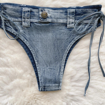 Denim Look Halter Bikini Set For Women AP000119