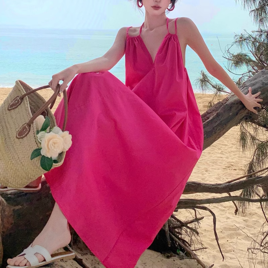 New Fashion Rose Pink Sleeveless Beach Halter Dress  AP0247