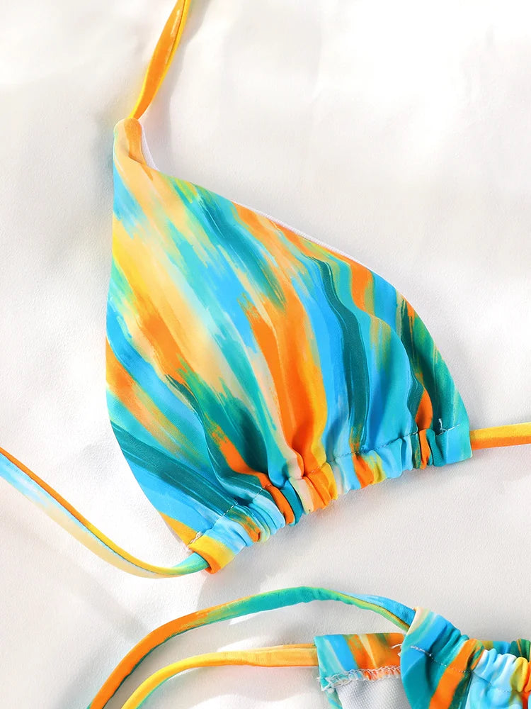 Tropical Tie-dye Halter Neck New Fashion Bikini Swimwear Set AP000127