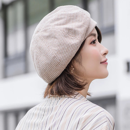 Classic Houndstooth Women French Beret Hat AP00225