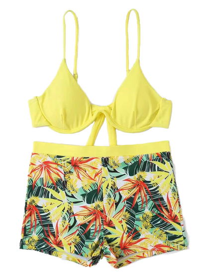 Women Tropical Print High Waist Bikini Swimwear Set AP000128