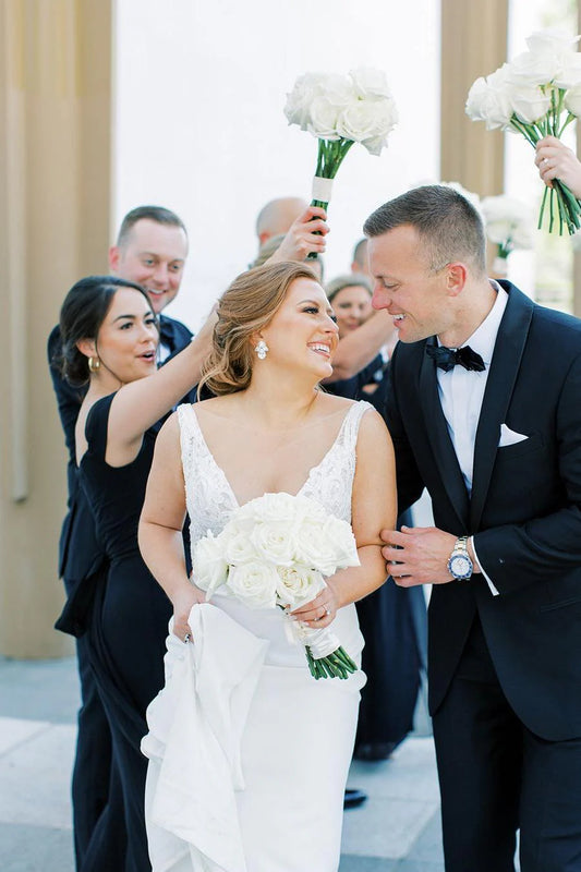 Classic Black Off The Shoulder Sweetheart Neck Chiffon Mermaid Bridesmaid Dress With Side Slit And Back Bow AB032