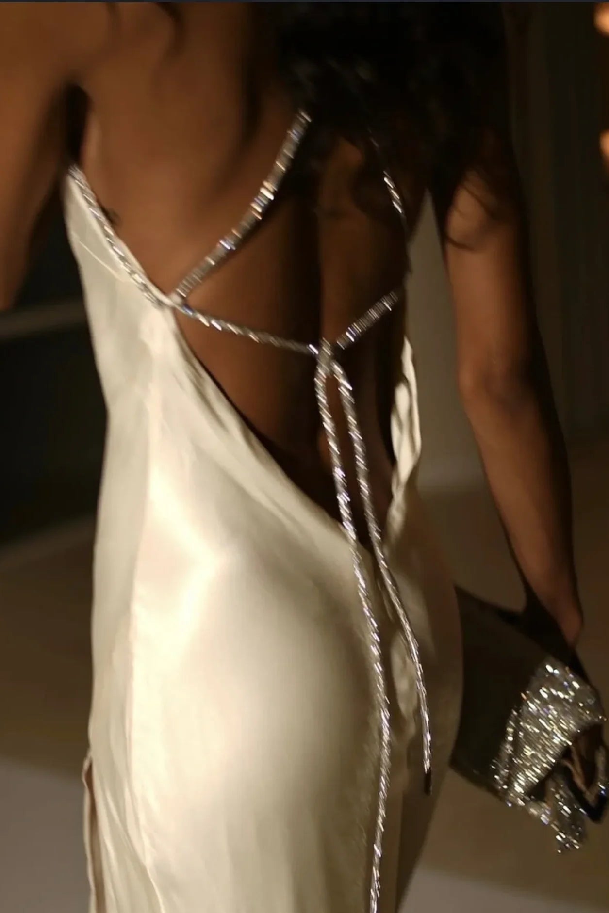 Hot Sheath Halter Neck White Long Party Dress with Split Front Beading AD014