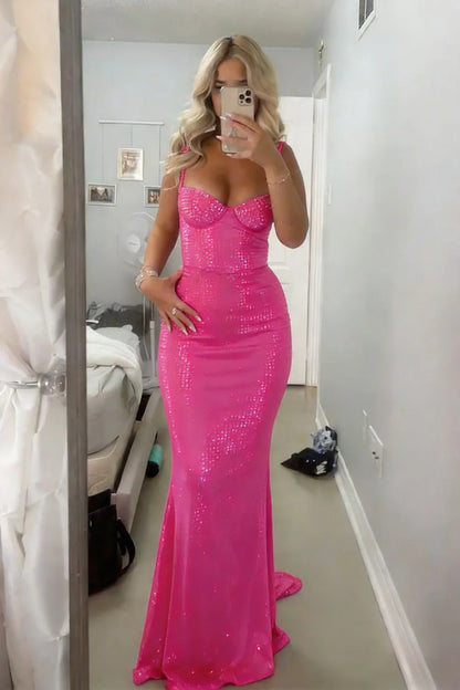 Sparkly Mermaid Sweetheart Red Long Prom Dress with Beading AD017