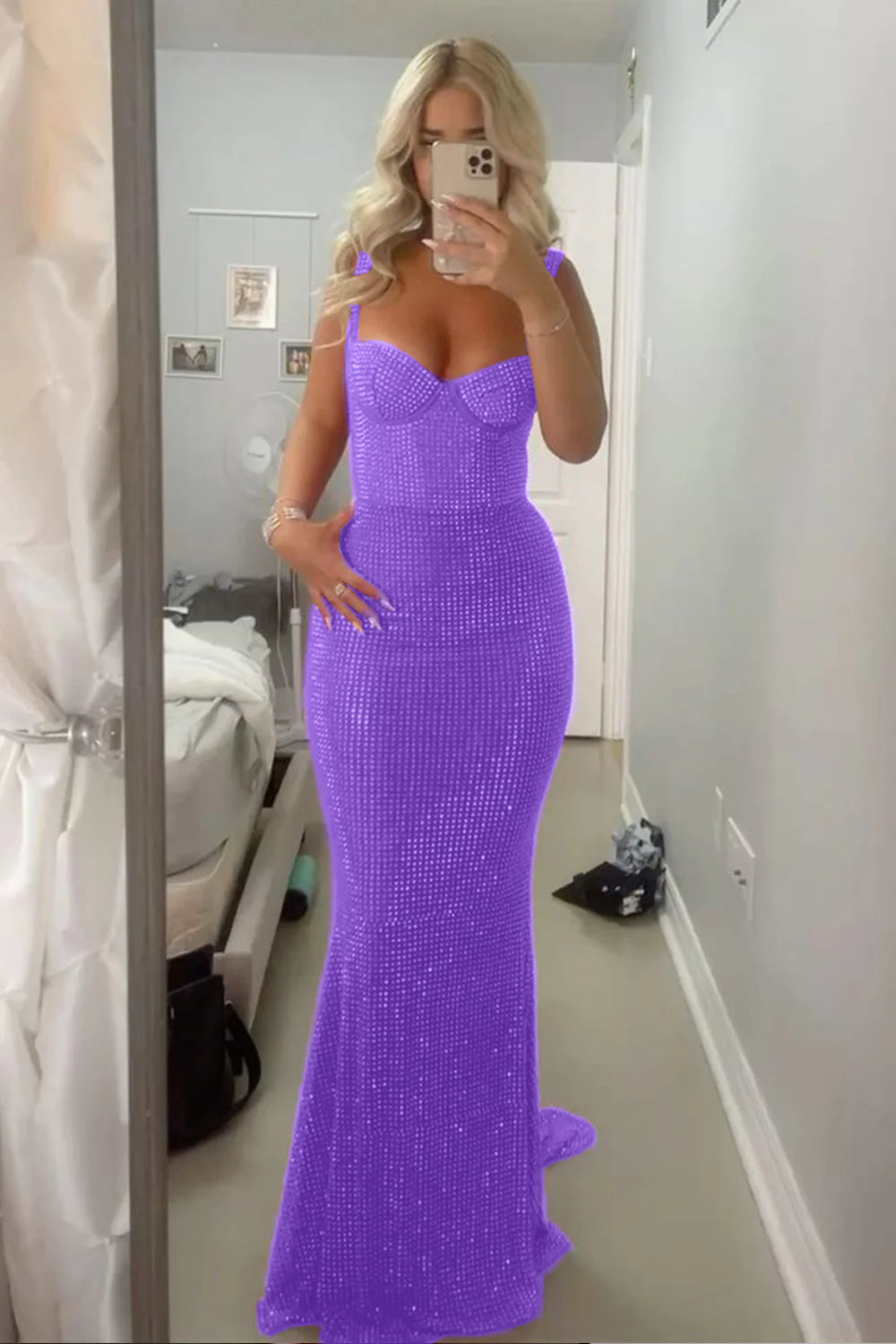 Sparkly Mermaid Sweetheart Red Long Prom Dress with Beading AD017
