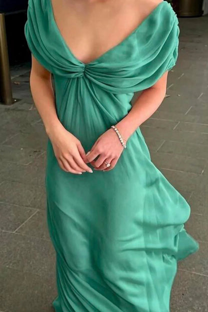 Sweety A Line V Neck Pink Long Prom Dress with Ruffles AD019