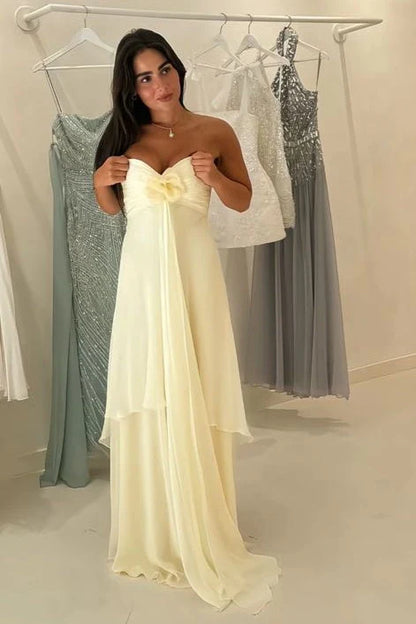 Pretty A Line Strapless/Sweetheart Silver/Light Pink Long Party Dress with Ruffles AD028