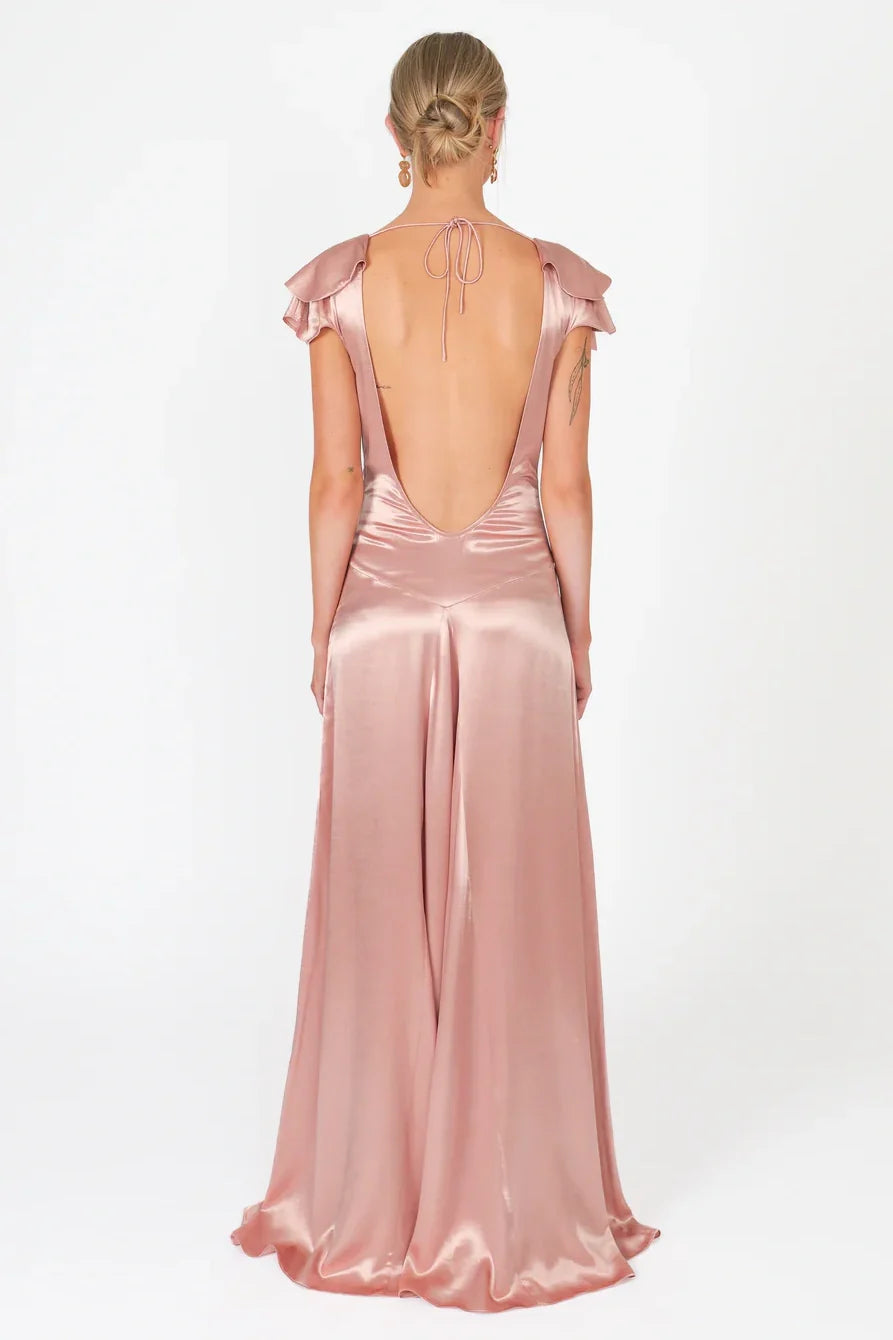 Elegant A Line Deep V Neck Yellow Long Prom Dress with Open Back AD054