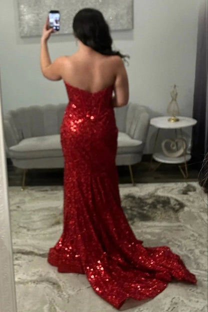Gold Sparkly Mermaid Prom Dress with Spaghetti Straps and Corset Bodice AD086