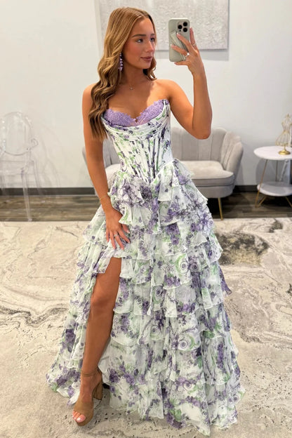 Princess A Line Sweetheart Pink Corset Prom Dress With Ruffles Appliques AD087