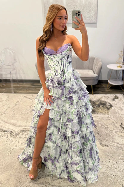 Princess A Line Sweetheart Pink Corset Prom Dress With Ruffles Appliques AD087