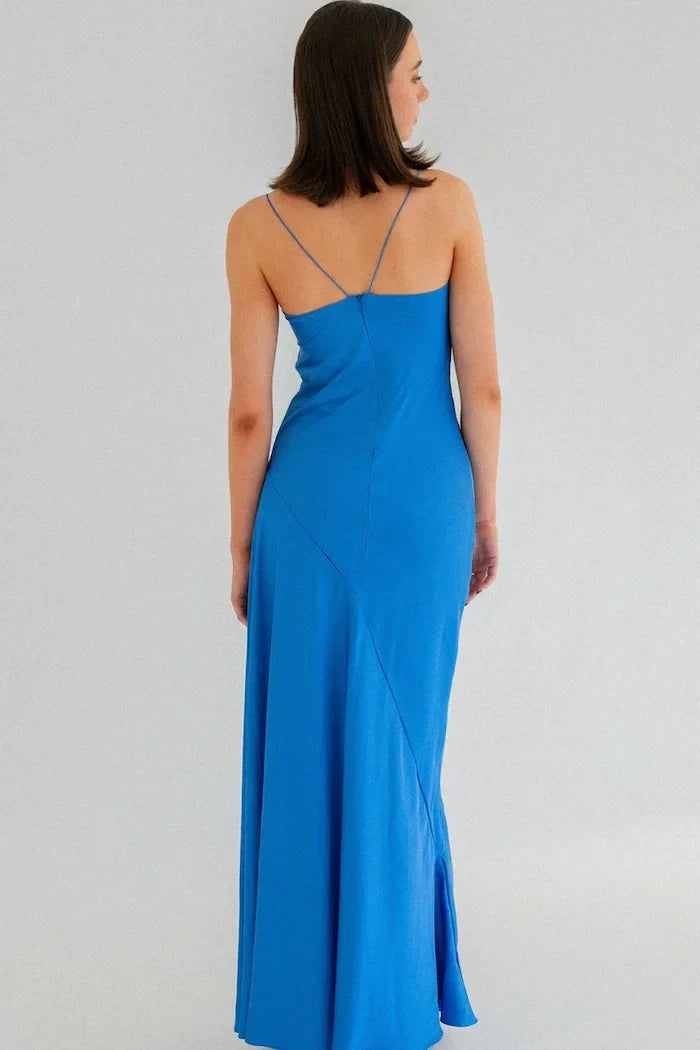 Trendy Sheath Spaghetti Straps Red Long Party Dress With Split Front AD091