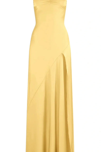Trendy Sheath Spaghetti Straps Red Long Party Dress With Split Front AD091