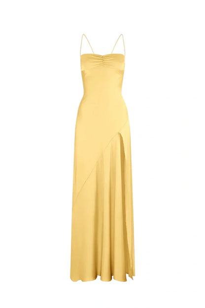 Trendy Sheath Spaghetti Straps Red Long Party Dress With Split Front AD091